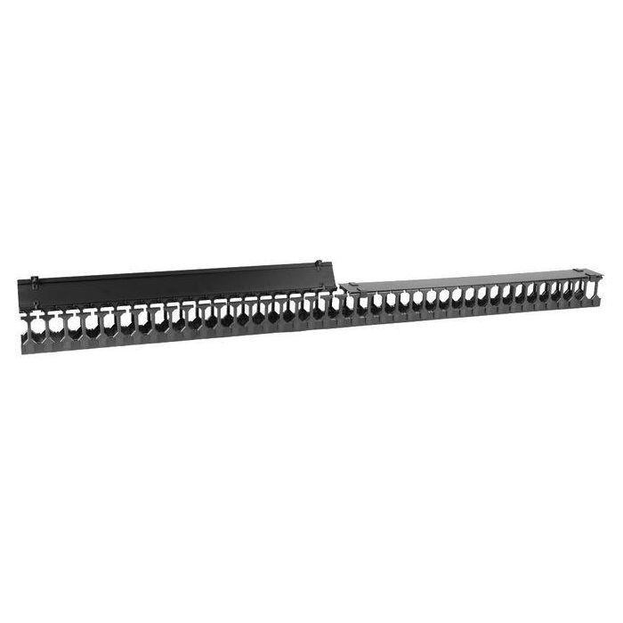 Lanview Panel de Gestión de Cables Vertical Tipo Finger Duct 42U Negro para Racks de 19 pulgadas 800mm con Cubiertas Divididas Extraíbles