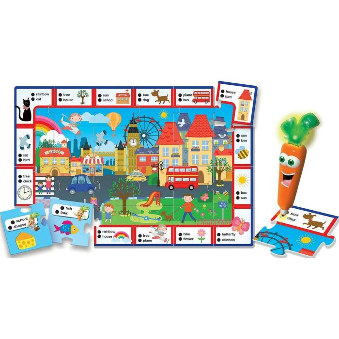 Lisciani Giochi Hablando Carotina - Happy English, Rompecabezas Interactivo de la Ciudad con Sonido y Luz para Aprender y Encontrar Objetos, +3 años 3