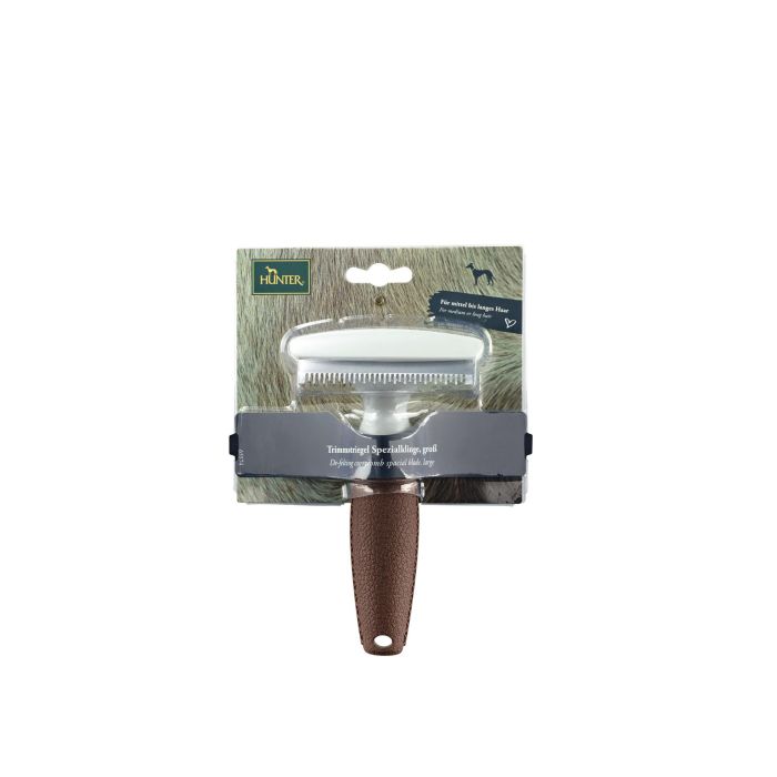Hunter Peine de Curry con Cuchilla Stripping L para Perros y Caballos, Acero Inoxidable, Mango Ergonómico, Elimina Pelo Suelto 2