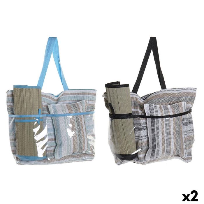 Bolsa de Playa DKD Home Decor Azul Marrón Verde Gris Menta PVC Lienzo 44 x 23 x 62 cm (2 Unidades)