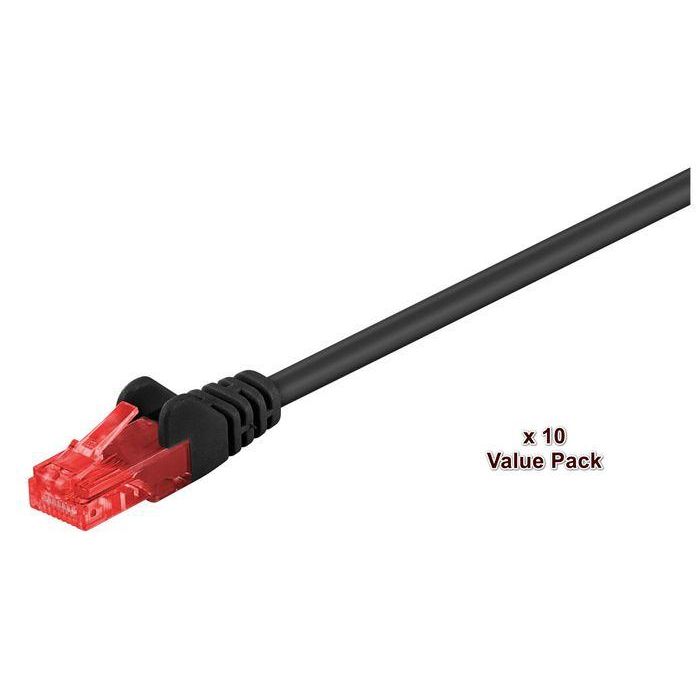 MicroConnect Cable de red CAT6 U/UTP de 10m negro VALUEPACK (10 piezas) para switch, módem, router