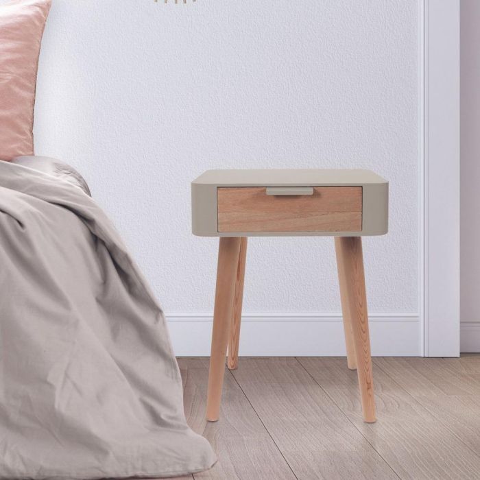 Home Deco Factory Mesita De Noche Con Cajón Essentiel Marrón Topo 35x40 cm h.48 cm 1 Home Deco Factory Mesita De Noche Con Cajón Essentiel Marrón Topo 35x40 cm h.48 cm 1