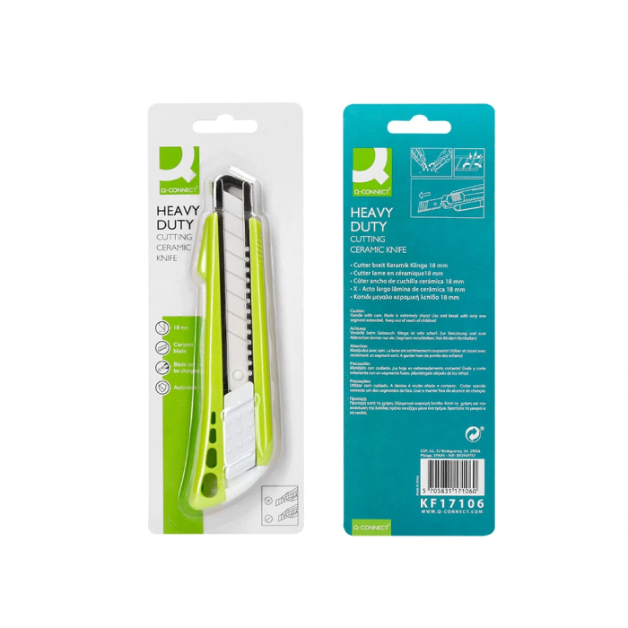 Q-connect Cúter de Plástico Ancho con Guía Metálica y Cuchilla de Cerámica 18 mm xd-43 Blíster 1 Unidad 7