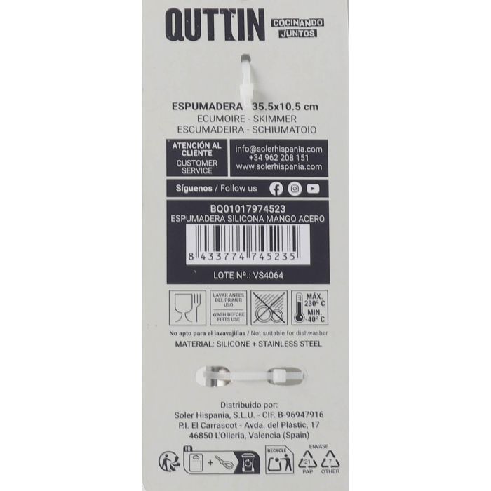 Espumadera de silicona con mango acero - Quttin (24 Unidades) 5 Espumadera de silicona con mango acero - Quttin (24 Unidades) 5