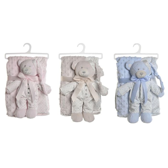 Peluche Manta Baby DKD Home Decor Rosa Azul 2 x 75 x 100 cm Set de 2 (3 Unidades) 4 Peluche Manta Baby DKD Home Decor Rosa Azul 2 x 75 x 100 cm Set de 2 (3 Unidades) 4