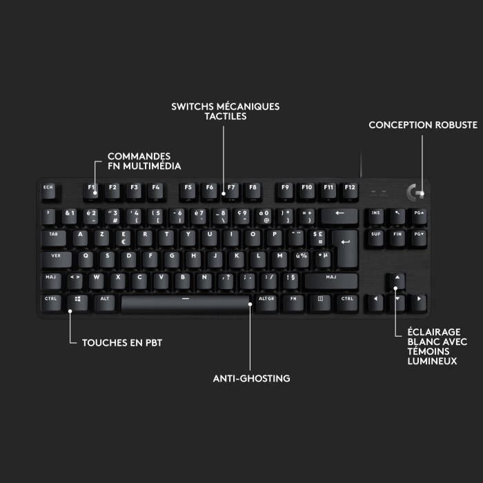 Logitech G G413 TKL SE Teclado Mecánico para Juegos Retroiluminado TKL Aluminio Negro Teclas PBT e Interruptores Táctiles 5