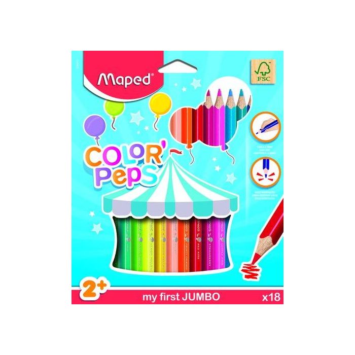 Lapices De Colores Maped Color Peps Jumbo Estuche De 18 (Set de 12)