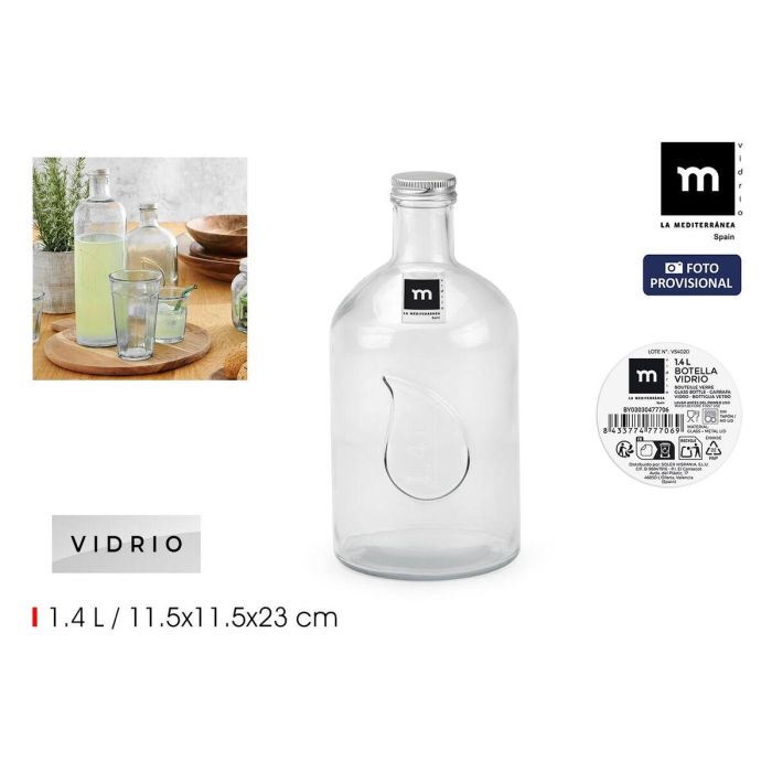 Botella de Cristal La Mediterránea Metal Vidrio 1,4 L (12 Unidades) 3