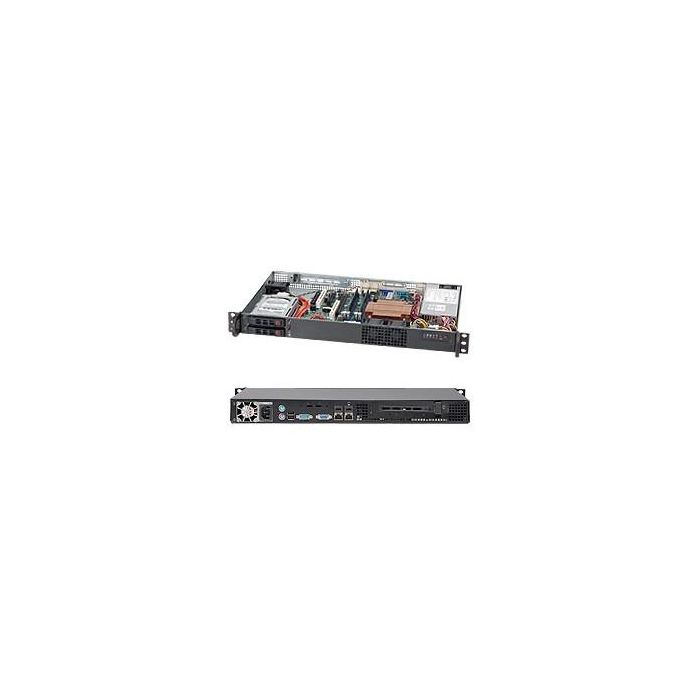 Supermicro 510T-203B SuperChassis 1U Servidor Rack Negro con 2 Bahías de 2.5" para SAS/SATA y Fuente de 200W