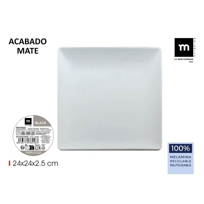 Bandeja Melamina Mate White 24x24x2.5 cm La Mediterrane - Inde (12 Unidades) Bandeja Melamina Mate White 24x24x2.5 cm La Mediterrane - Inde (12 Unidades)