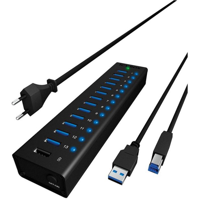 HUB USB 3.0 . 13 Port. +1x Ladeport Aluminium-mit Netzteil ICY BOX 0 HUB USB 3.0 . 13 Port. +1x Ladeport Aluminium-mit Netzteil ICY BOX 0