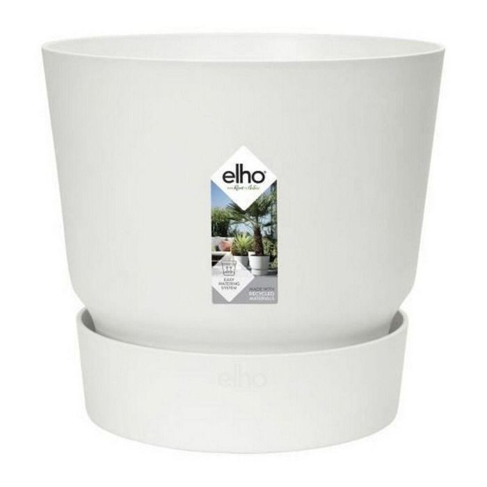 Elho Maceta redonda Greenville Exterior Ø 39 x H 36.8 cm Blanca - Plástico 100% reciclado, resistente a heladas, con tanque de agua Elho Maceta redonda Greenville Exterior Ø 39 x H 36.8 cm Blanca - Plástico 100% reciclado, resistente a heladas, con tanque de agua