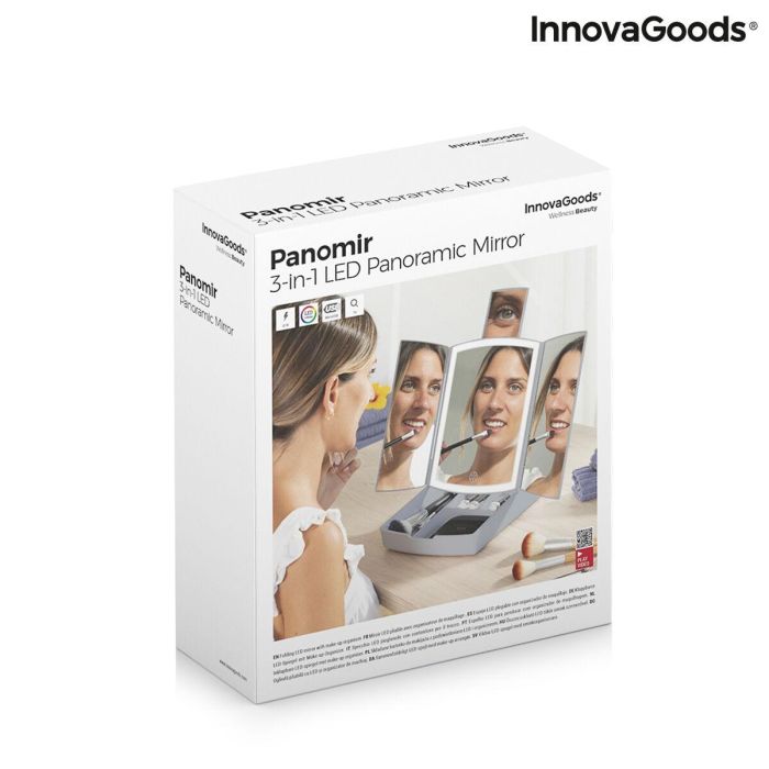 Espejo LED Plegable con Organizador de Maquillaje 3 en 1 Panomir InnovaGoods Blanco (Reacondicionado A) 1 Espejo LED Plegable con Organizador de Maquillaje 3 en 1 Panomir InnovaGoods Blanco (Reacondicionado A) 1