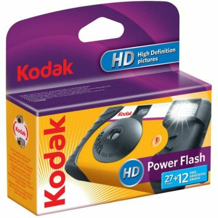 Kodak Power Flash Cámara Desechable ISO 800 con Flash Incorporado, 27 Fotos en Color, Película 35mm Kodak Power Flash Cámara Desechable ISO 800 con Flash Incorporado, 27 Fotos en Color, Película 35mm