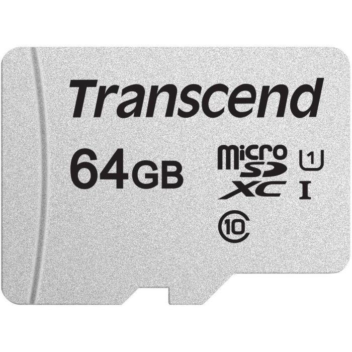 Transcend USD300S microSD Card 64GB SDXC, Clase 10, U1, A1, Lectura 95MB/s, Resistente al Agua y Golpes