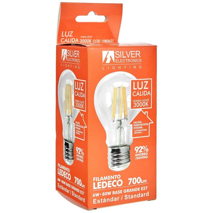 Bombilla LED Esférica Silver Electronics 1980627 6 W E27 700 lm (3000K) 4
