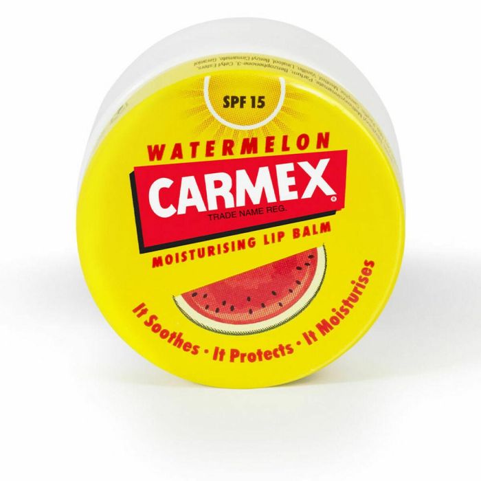 Carmex Bálsamo Labial Hidratante Sandía SPF 15 para Labios Agrietados, Secos y Dañados - Tarro 7.5g Uso Diario 10 Carmex Bálsamo Labial Hidratante Sandía SPF 15 para Labios Agrietados, Secos y Dañados - Tarro 7.5g Uso Diario 10