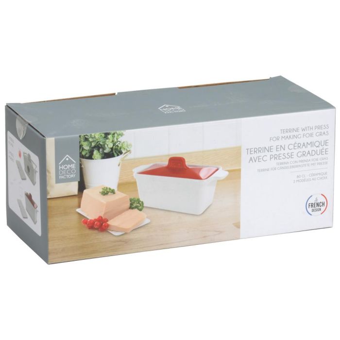 Home Deco Factory Tarrina Foie Gras Con Tapa Table En Fête - Apta Horno Microondas Lavavajillas Incluye Peso Prensador 25x11cm 1