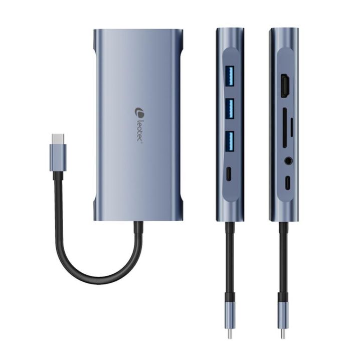Leotec LEDS01 Replicador de Puertos USB-C 11 en 1 para Portátil con HDMI 4K, VGA, 3x USB 3.0, PD 100W, Ethernet Gigabit, Lector SD/microSD, Jack 3.5mm - Gris 1 Leotec LEDS01 Replicador de Puertos USB-C 11 en 1 para Portátil con HDMI 4K, VGA, 3x USB 3.0, PD 100W, Ethernet Gigabit, Lector SD/microSD, Jack 3.5mm - Gris 1