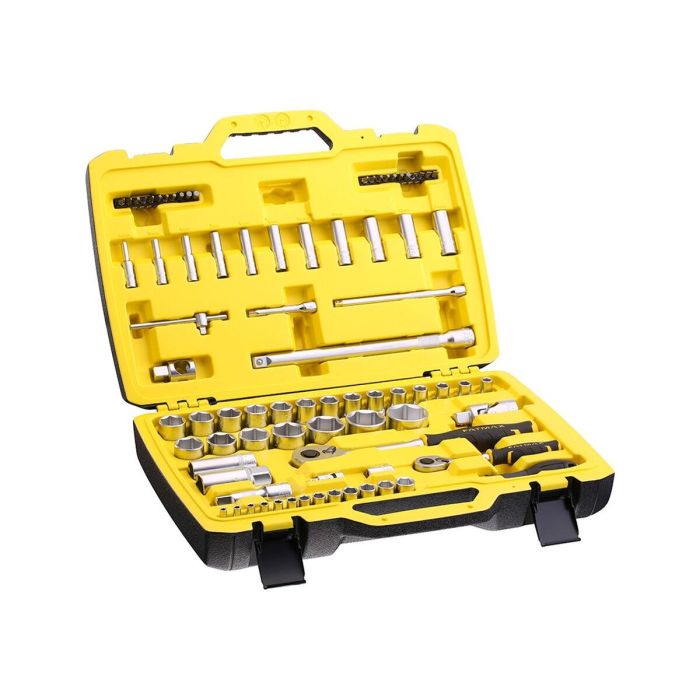 Stanley Fatmax Set de Enchufes y Vasos ¼'' + ½'' - Set 81 Piezas con Carraca 120 Dientes y Accesorios en Caja Resistente 38