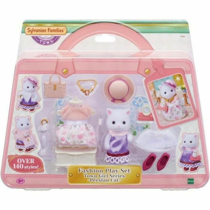 Sylvanian Families 5461 Maleta de Moda: Set Completo con Ropa, Bolsos, Zapatos, Accesorios y Figura Gato Persa Alicia