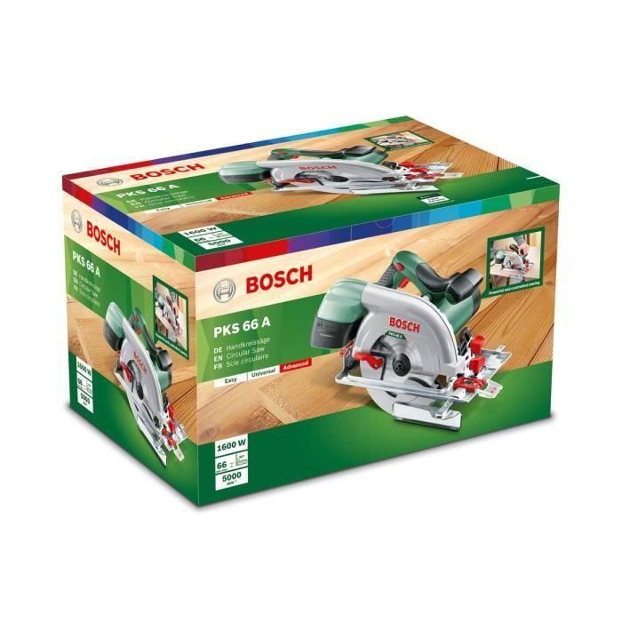 Bosch PKS 66 A Sierra circular 1600W, diámetro hoja 190mm, profundidad corte 48mm, sistema CleanSystem, CutControl 1 Bosch PKS 66 A Sierra circular 1600W, diámetro hoja 190mm, profundidad corte 48mm, sistema CleanSystem, CutControl 1