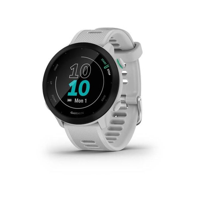 Garmin Forerunner 55 Reloj GPS Blanco con Monitor de Frecuencia Cardíaca para Correr y Natación