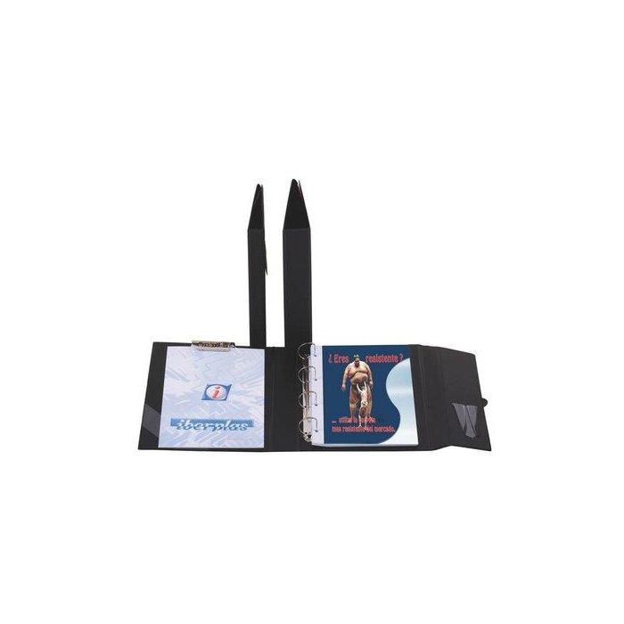 Carpeta De Anillas Con Pinza Miniclip Superior Iberplas Pvc Escolar Fº 4 An.25Mm Redondas Con Portaboligrafo Azul