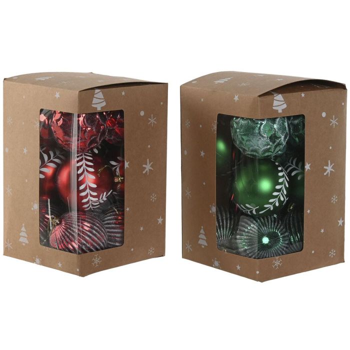 Bola Decoracion Navidad Tradicional DKD Home Decor Rojo Verde 16 x 24 x 16 cm Set de 12 (2 Unidades)