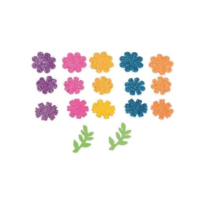 Goma Eva Fixo Kids Adhesiva Con Purpurina Flores Pack 58 Figuras