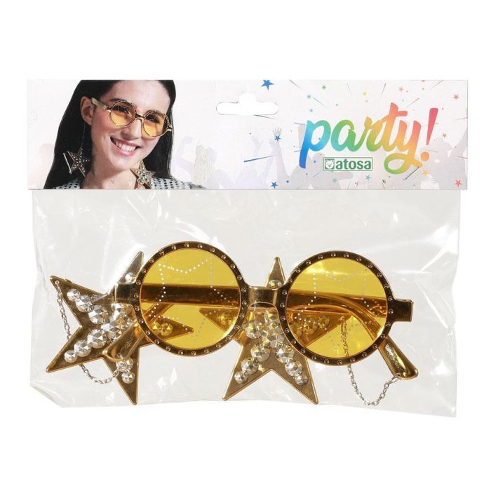 Gafas De Sol Redondas Doradas Con Estrellas Glam Rock 1