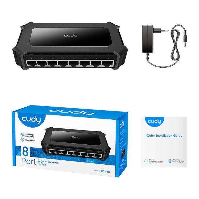 Cudy GS108D Switch Gigabit Ethernet 8 Puertos RJ-45 10/100/1000 Negro 4 Cudy GS108D Switch Gigabit Ethernet 8 Puertos RJ-45 10/100/1000 Negro 4