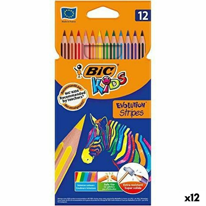 Lápices de colores Bic KIDS EVOLUTION STRIPES Multicolor 12 Piezas (12 Unidades) 0 Lápices de colores Bic KIDS EVOLUTION STRIPES Multicolor 12 Piezas (12 Unidades) 0