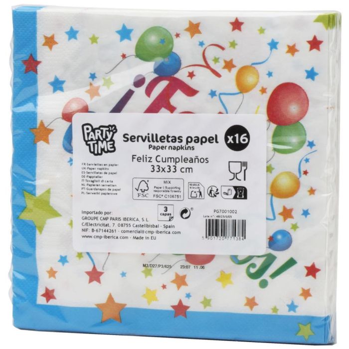 Juego De 16 Servilletas Party Time 33x33 cm 2 Juego De 16 Servilletas Party Time 33x33 cm 2