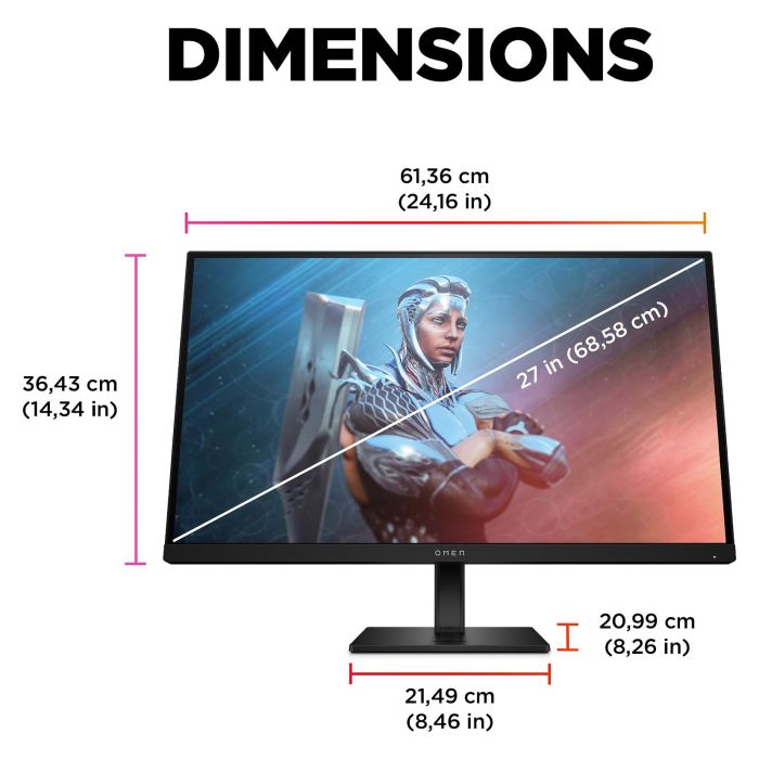 HP OMEN 27 - Monitor Gaming 27 pulgadas, FHD, 165 Hz, 1 ms