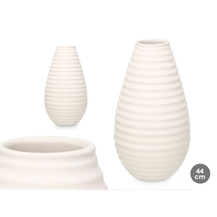 Giftdecor Jarrón Cerámica Raya Horizontal 44 cm Blanco (2 Unidades) Giftdecor Jarrón Cerámica Raya Horizontal 44 cm Blanco (2 Unidades)