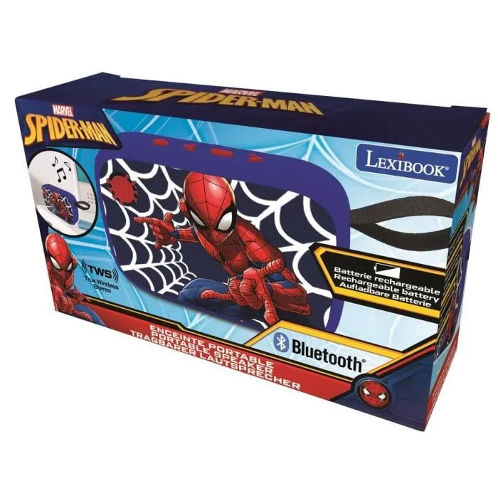Lexibook Altavoz Bluetooth Portátil Spider-Man, Bluetooth 5.0 Inalámbrico de Alta Calidad para Dispositivos Compatibles