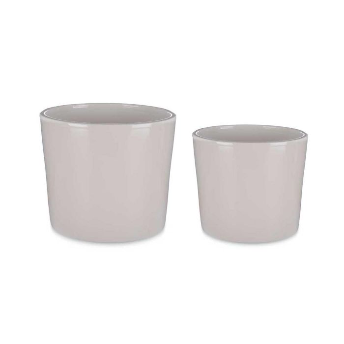 Set 2 Macetas de Cerámica Cilíndricas Gris - 22 y 27 cm Ibergarden 1 Set 2 Macetas de Cerámica Cilíndricas Gris - 22 y 27 cm Ibergarden 1