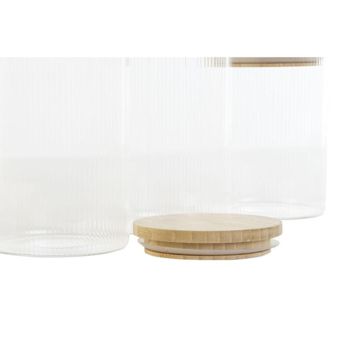 Bote Basicos DKD Home Decor Transparente Natural 10 x 22.3 x 10 cm Set de 3 1