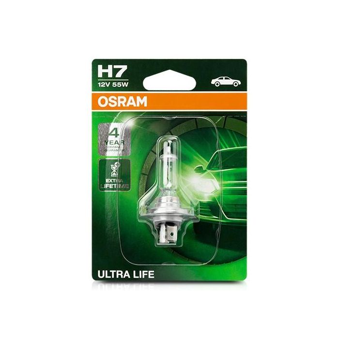 Osram H7 Px26D 12 V 55 W Bombilla para Coche OS64210ULT-01B Ultra Life
