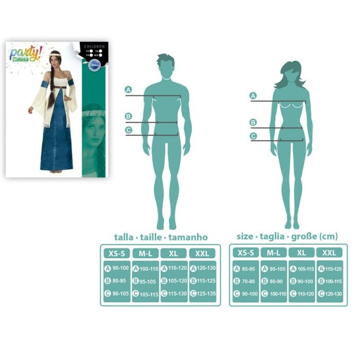 Disfraz Dama Medieval Mujer Adulto Noble Azul XL 1 Disfraz Dama Medieval Mujer Adulto Noble Azul XL 1