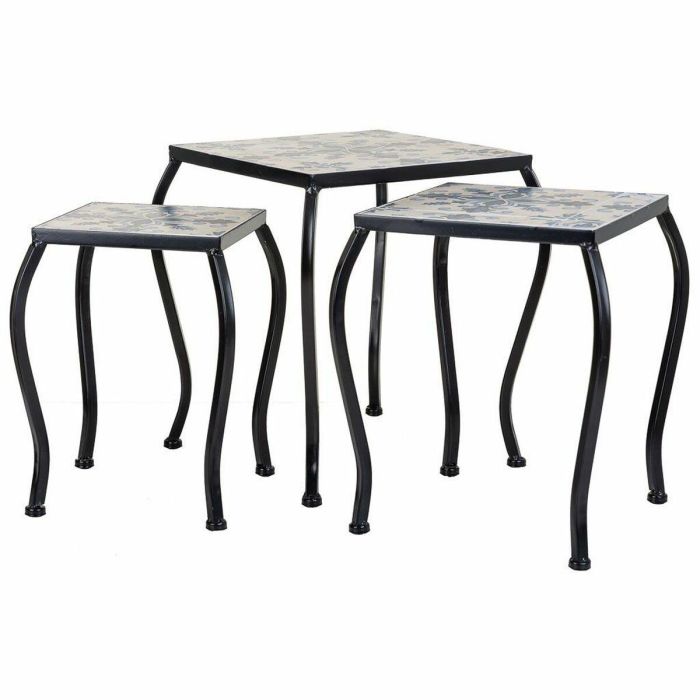 Soporte para Maceta Alexandra House Living Negro Hierro Azulejo 33 x 37 x 33 cm 3 Piezas 6