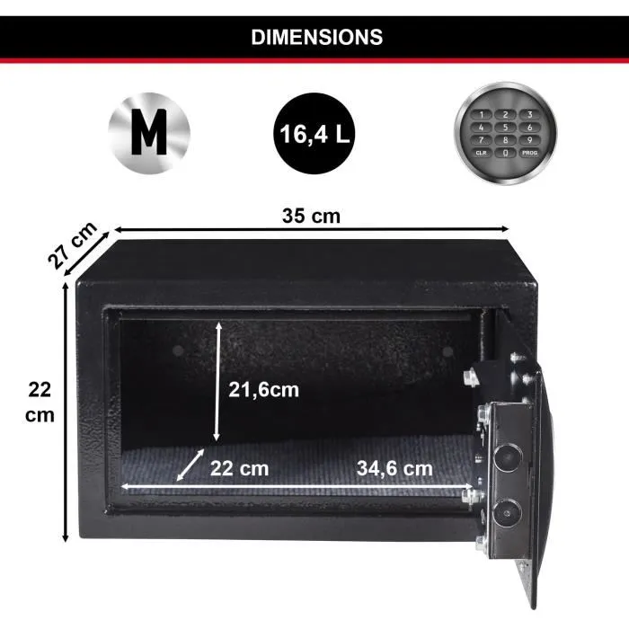 Master Lock Caja Fuerte Electrónica Programable 16 L con Llave de Emergencia y Kit de Anclaje 3