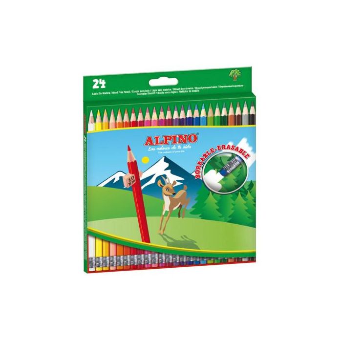 Alpino Lápices De Colores Borrables 177 mm C-Surtidos Estuche 24 Ud