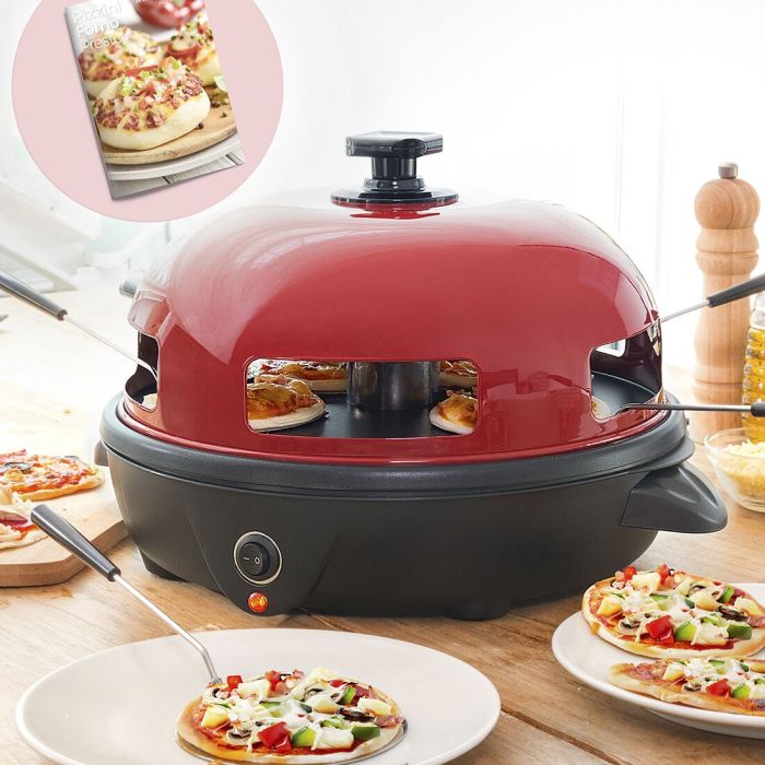 Horno para Mini Pizzas con Recetario Presto! InnovaGoods 700W Rojo Negro 1