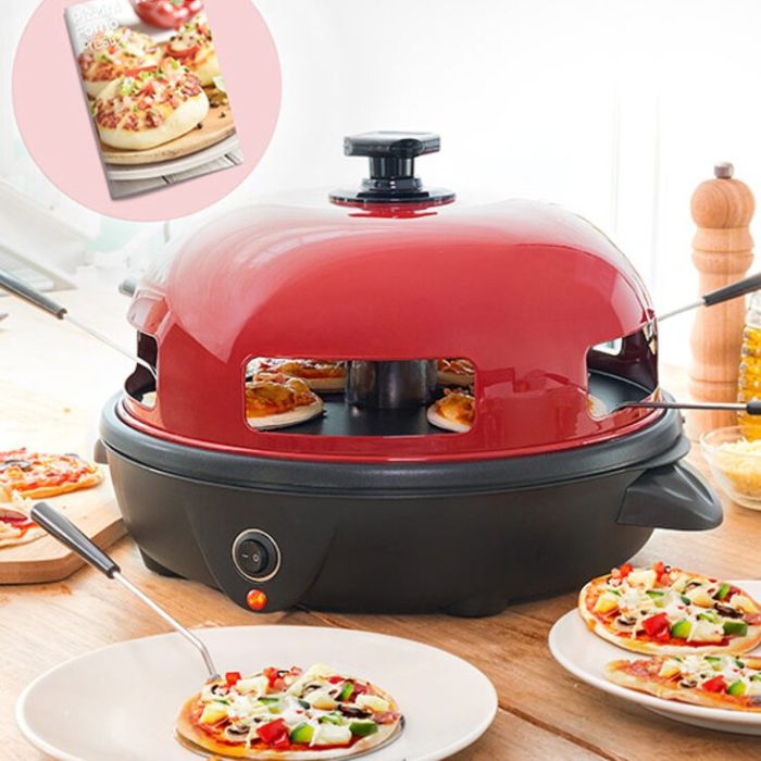 Horno para Mini Pizzas con Recetario Presto! InnovaGoods 700W Rojo Negro