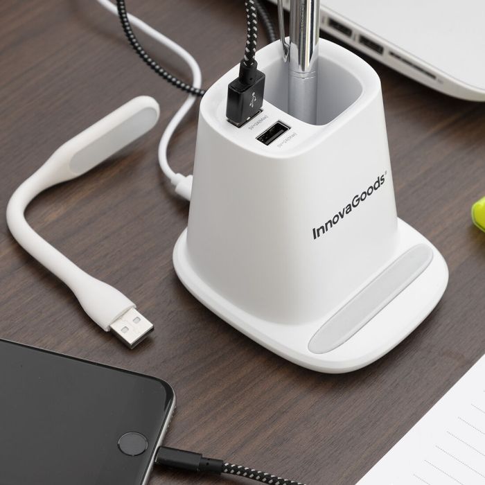 Cargador Inalámbrico con Soporte-Organizador y Lámpara LED USB 5 en 1 DesKing InnovaGoods 5