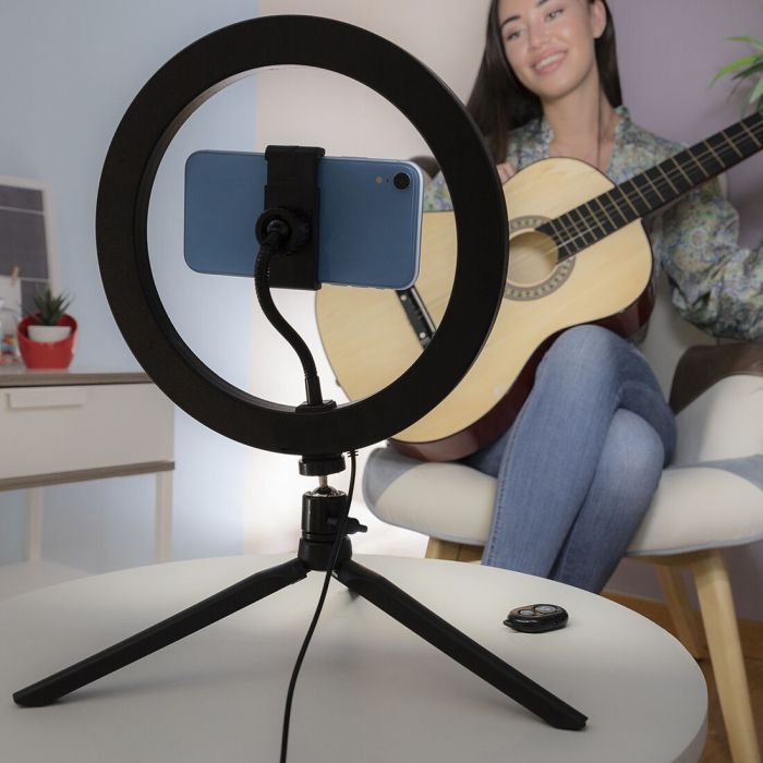 Aro de Luz Selfie con Trípode y Mando Youaro InnovaGoods 8 Aro de Luz Selfie con Trípode y Mando Youaro InnovaGoods 8