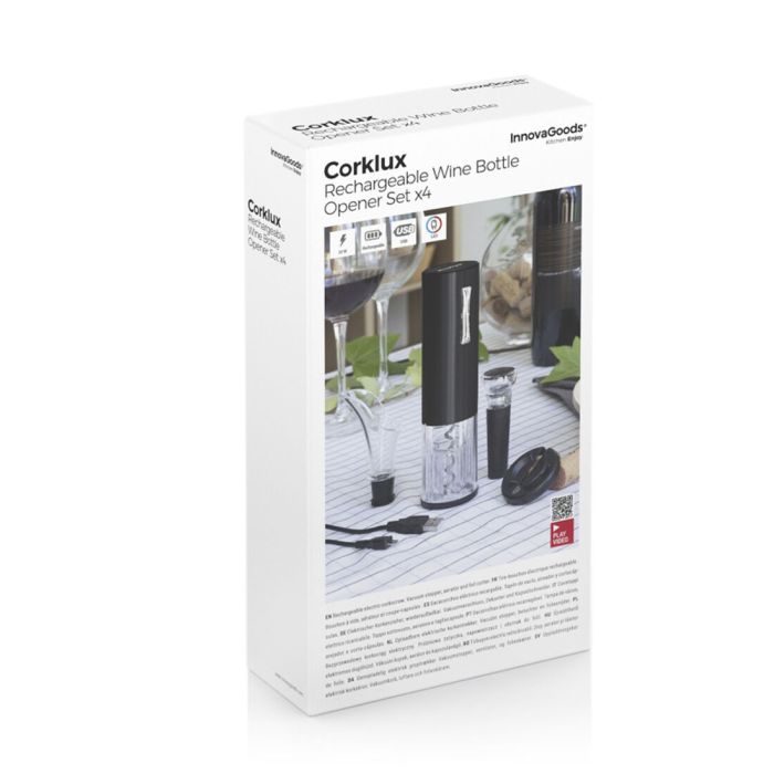 Sacacorchos Eléctrico Recargable con Accesorios para Vino Corklux InnovaGoods 1
