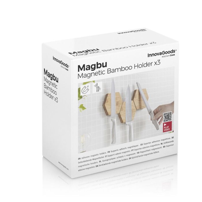 Soportes Adhesivos Magnéticos de Bambú Magbu InnovaGoods Pack de 3 uds 2